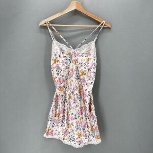 Victorias Secret Floral Cami Mini Slip Dress Lace Womens S‎ Chemise Y2K Babydoll